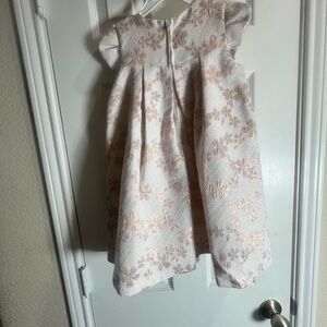 Bonnie Jean White and Gold Floral Kids Dress